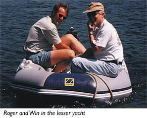 Roger and Win in the lesser yacht